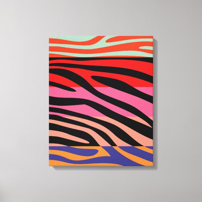Farbenfrohe Retro Zebra Streifen Muster 8 Leinwanddruck (Vorderseite)