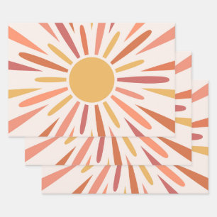 Farbenfrohe Retrodesign Geschenkpapier Set