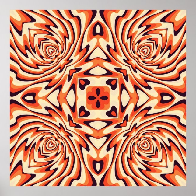 Farbenfrohe Retrofloral Nahtlos Poster (Vorne)