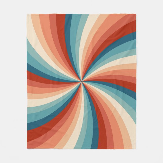 Farbenfrohe Retrosonnen Fleecedecke (Vorderseite)