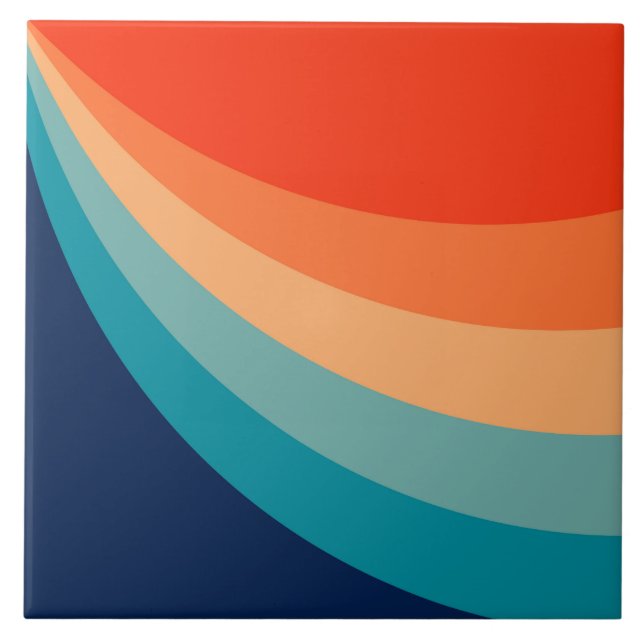 Farbenfrohe Retrosonnen Fliese (Vorderseite)