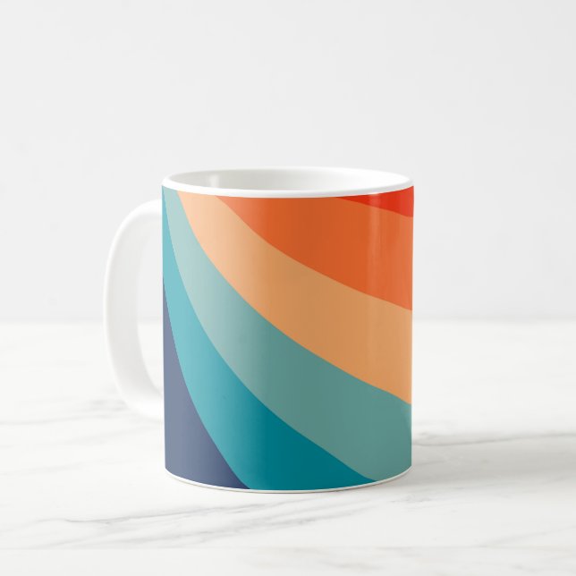 Farbenfrohe Retrosonnen Kaffeetasse (Vorderseite Links)
