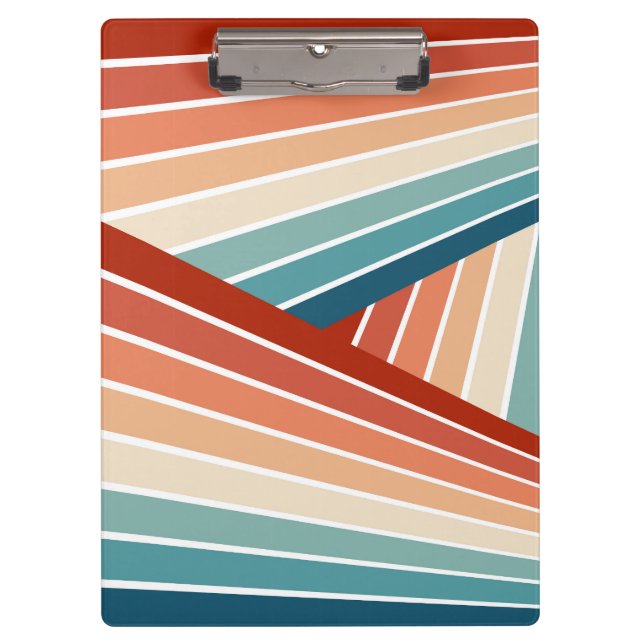 Farbenfrohe Retrostil, diagonale Regenbogenkonstru Klemmbrett (Vorderseite)