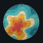 Farbenfrohe Retrostil, wirres Design Dartscheibe<br><div class="desc">Abstrakte Abbildung der farbenfrohen Retrostil, wirbelfarben in Blau, Türkis, Beige, Orange, Rot und Senf</div>