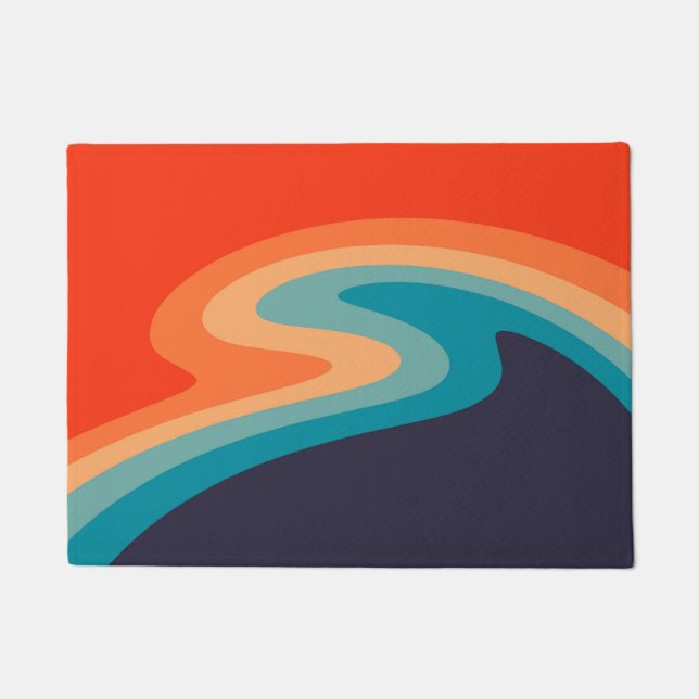 Farbenfrohe Retrostil, wirres Design Fußmatte (Vorderseite)