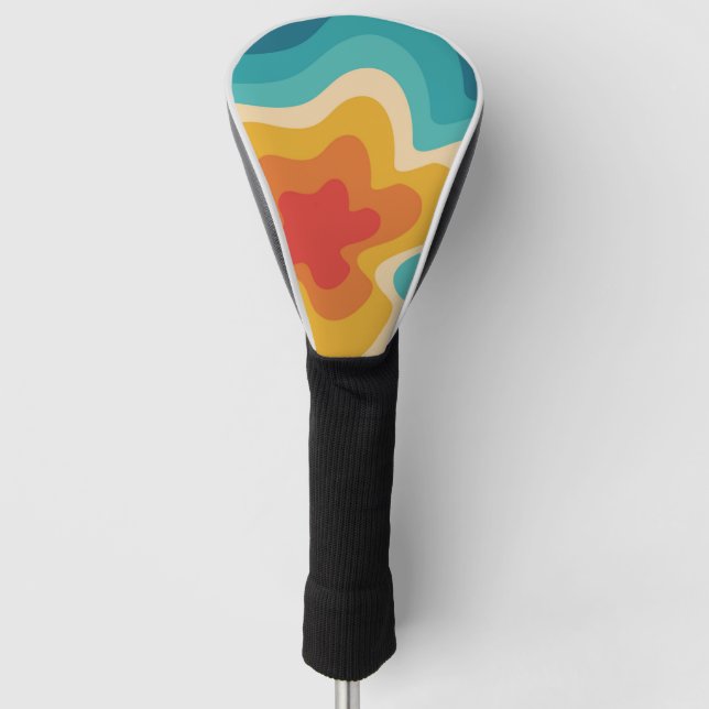Farbenfrohe Retrostil, wirres Design Golf Headcover (Vorderseite)