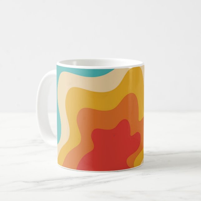 Farbenfrohe Retrostil, wirres Design Kaffeetasse (Vorderseite Links)