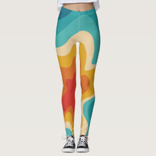 Farbenfrohe Retrostil, wirres Design Leggings