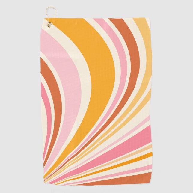 Farbenfrohe Retrovibes Golfhandtuch (Vorderseite)