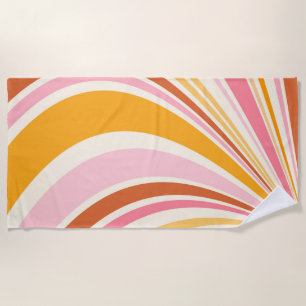 Farbenfrohe Retrovibes Strandtuch