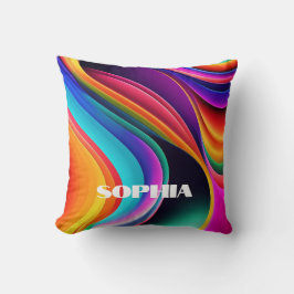 Farbenfrohe Retrowellen Akzentuieren Persönlich Kissen