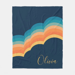 Farbenfrohe Retrowolken-Design Fleecedecke