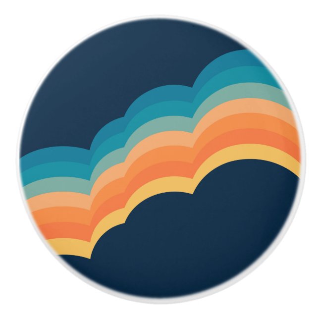 Farbenfrohe Retrowolken-Design Keramikknauf (Vorderseite)