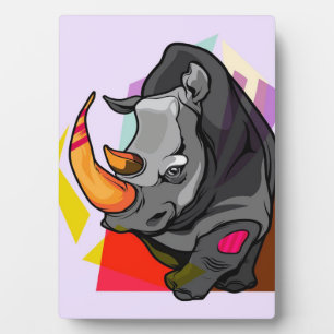 Farbenfrohe Rhino Kunst Rhino Lovers Gift Fotoplatte
