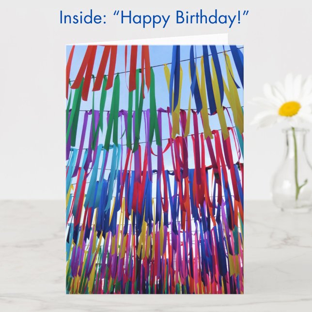 Farbenfrohe Ribbons Moderne Glückwunschkarte Karte (A simple colorful Happy Birthday card!)