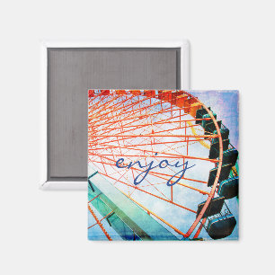 Farbenfrohe Riesenradkarnevalle genießen Drehspass Magnet