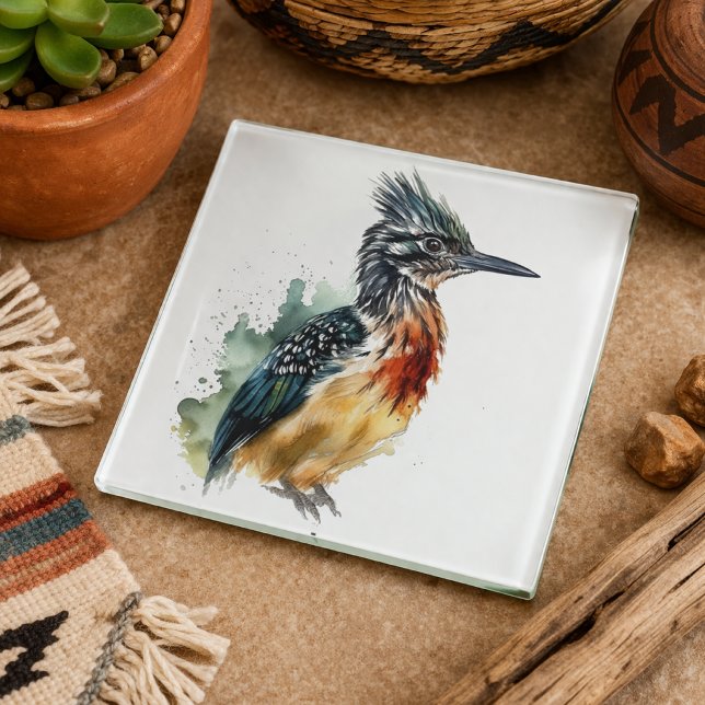 Farbenfrohe Roadrunner in Wasserfarbe Glasuntersetzer (Von Creator hochgeladen)