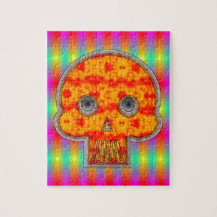 Farbenfrohe Robot Skull auf Regenbogenuntergrund Puzzle