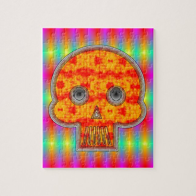 Farbenfrohe Robot Skull auf Regenbogenuntergrund Puzzle (Vertikal)
