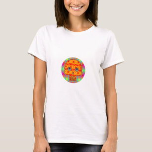 Farbenfrohe Robot Skull auf Regenbogenuntergrund T-Shirt