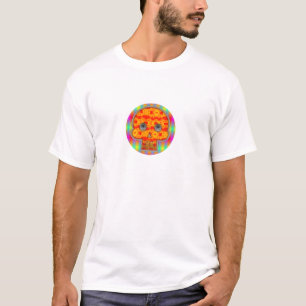 Farbenfrohe Robot Skull auf Regenbogenuntergrund T-Shirt
