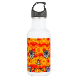 Farbenfrohe Robot Skull auf Regenbogenuntergrund Trinkflasche
