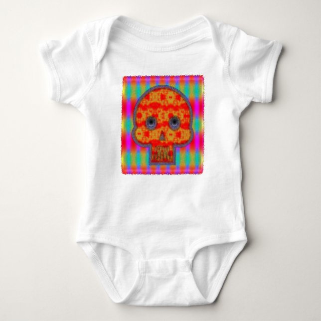 Farbenfrohe Robot Skull Painting Baby Strampler (Vorderseite)