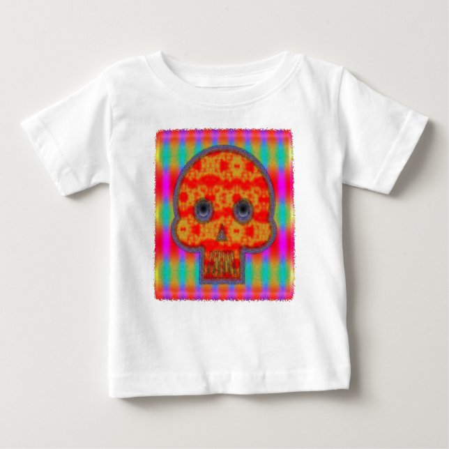 Farbenfrohe Robot Skull Painting Baby T-shirt (Vorderseite)