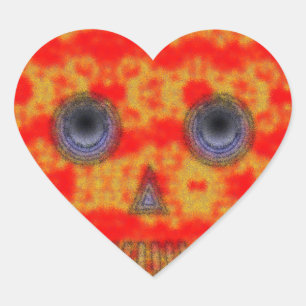 Farbenfrohe Robot Skull Painting Herz-Aufkleber