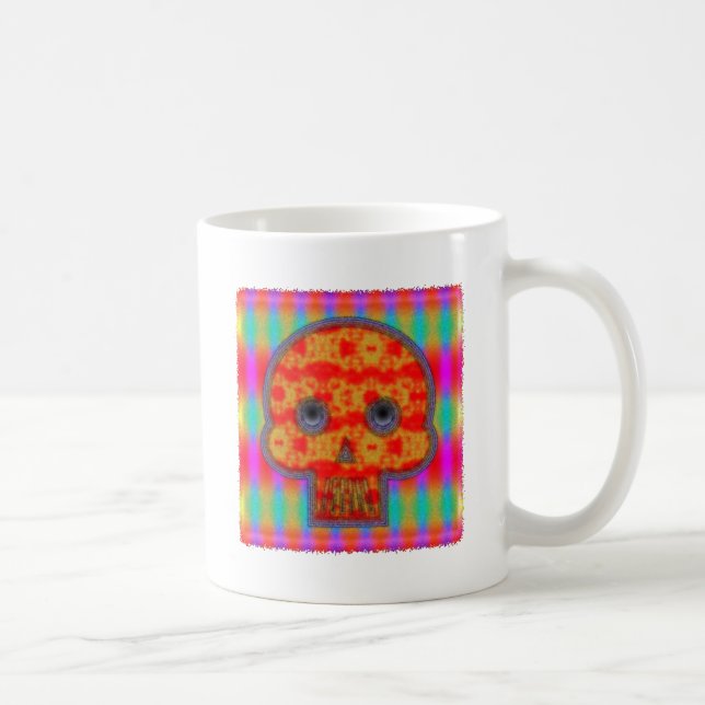 Farbenfrohe Robot Skull Painting Kaffeetasse (Rechts)