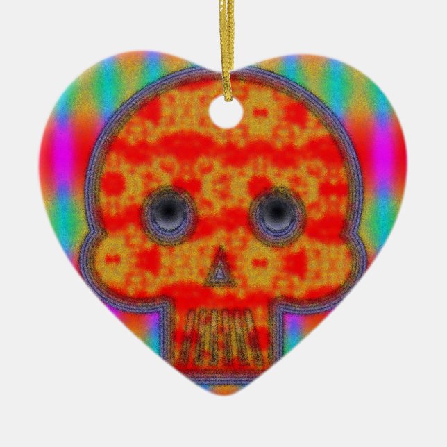 Farbenfrohe Robot Skull Painting Keramik Ornament (Vorne)