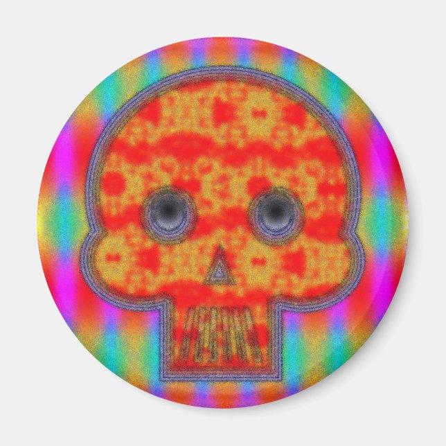 Farbenfrohe Robot Skull Painting Magnet (Vorne)