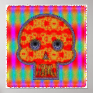 Farbenfrohe Robot Skull Painting Poster