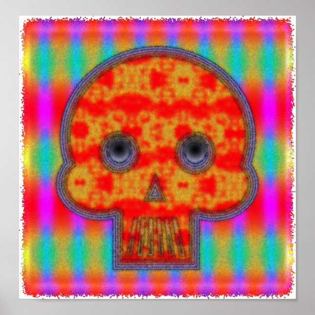 Farbenfrohe Robot Skull Painting Poster (Vorne)