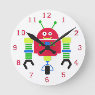 Farbenfrohe Robot Wall Clock Runde Wanduhr