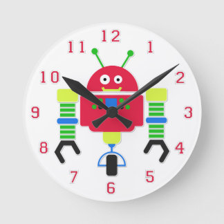 Farbenfrohe Robot Wall Clock Runde Wanduhr