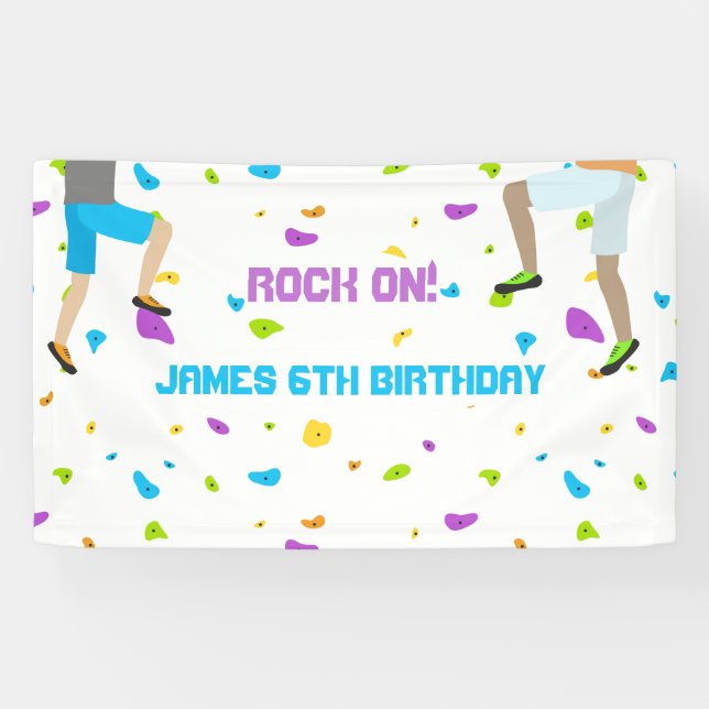 Farbenfrohe Rock Climbing Party Banner (Horizontal)