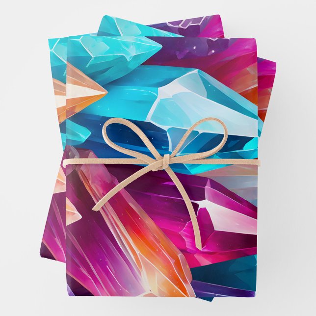 Farbenfrohe Rock Crystal Art Wrapping Paper Sheets Geschenkpapier Set (Von Creator hochgeladen)