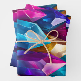 Farbenfrohe Rock Crystal Art Wrapping Paper Sheets Geschenkpapier Set