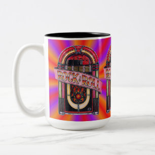 Farbenfrohe Rock & Roll Juke Box Retro Tasse