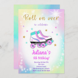 Farbenfrohe Roller Skate Geburtstagseinladung Einladung