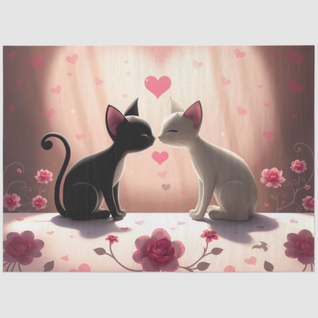 Farbenfrohe romantische Katzen - Tissue Paper Seidenpapier (Vorderseite)