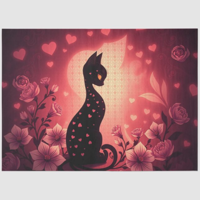 Farbenfrohe romantische Katzen - Tissue Paper Seidenpapier (Vorderseite)