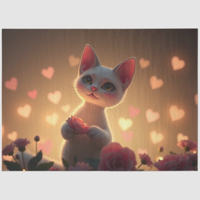 Farbenfrohe romantische Katzen - Tissue Paper Seidenpapier (Vorderseite)