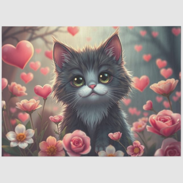 Farbenfrohe romantische Katzen - Tissue Paper Seidenpapier (Vorderseite)