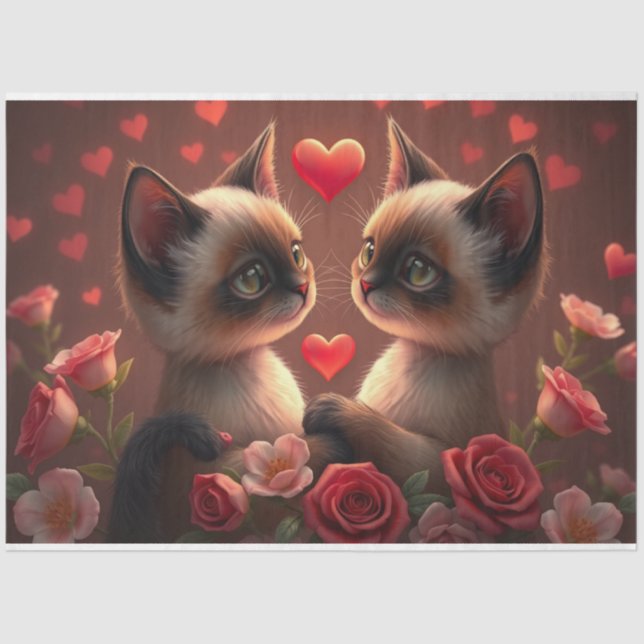 Farbenfrohe romantische Katzen - Tissue Paper Seidenpapier (Vorderseite)