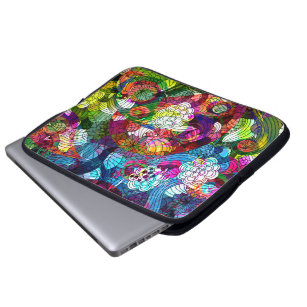 Farbenfrohe romantische Vintage Blumenmuster Laptopschutzhülle