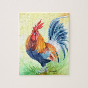 Farbenfrohe Rooster aus Kauai Puzzle