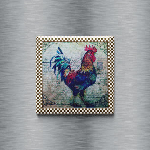 Farbenfrohe Rooster Country Ephemere Magnet