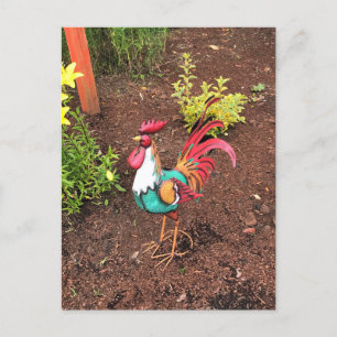Farbenfrohe Rooster im Garten Postkarte